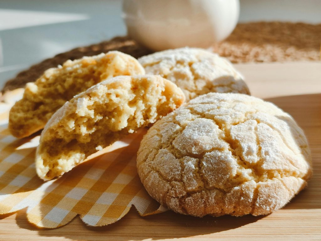 Warm and inviting close-up of freshly baked sugar cookies, perfect for dessert inspiration.